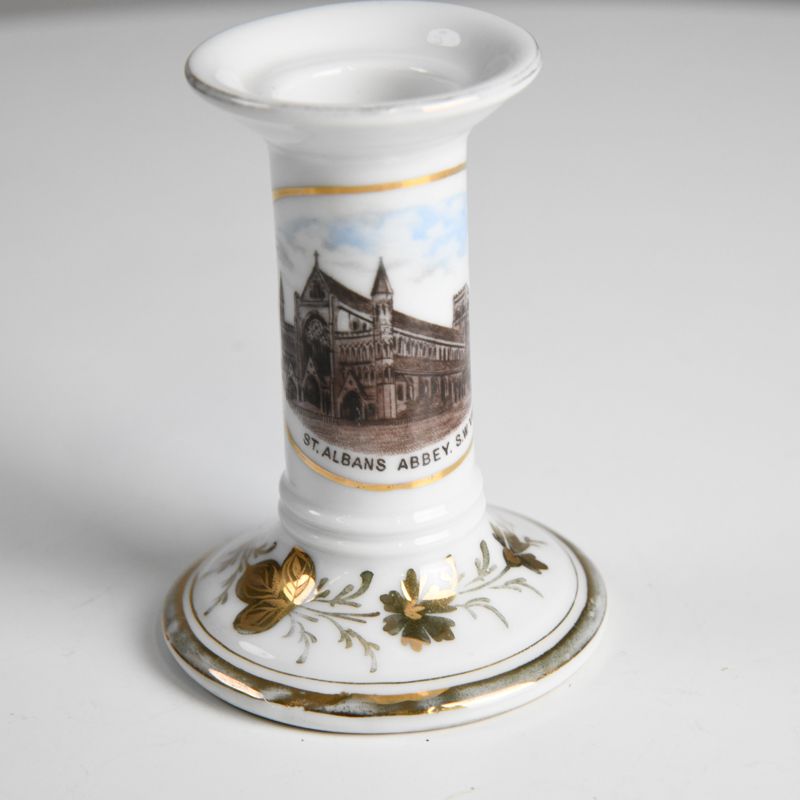 Vintage St Albans Abbey Souvenir Ceramic Candlestick