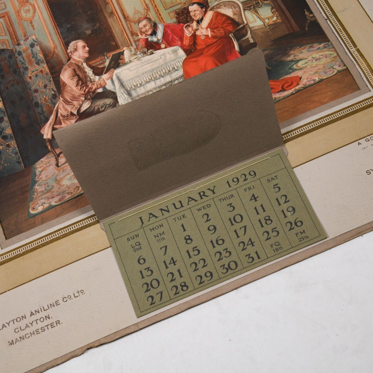 Vintage 1929 The Clayton Aniline Company Limited Calendar Board