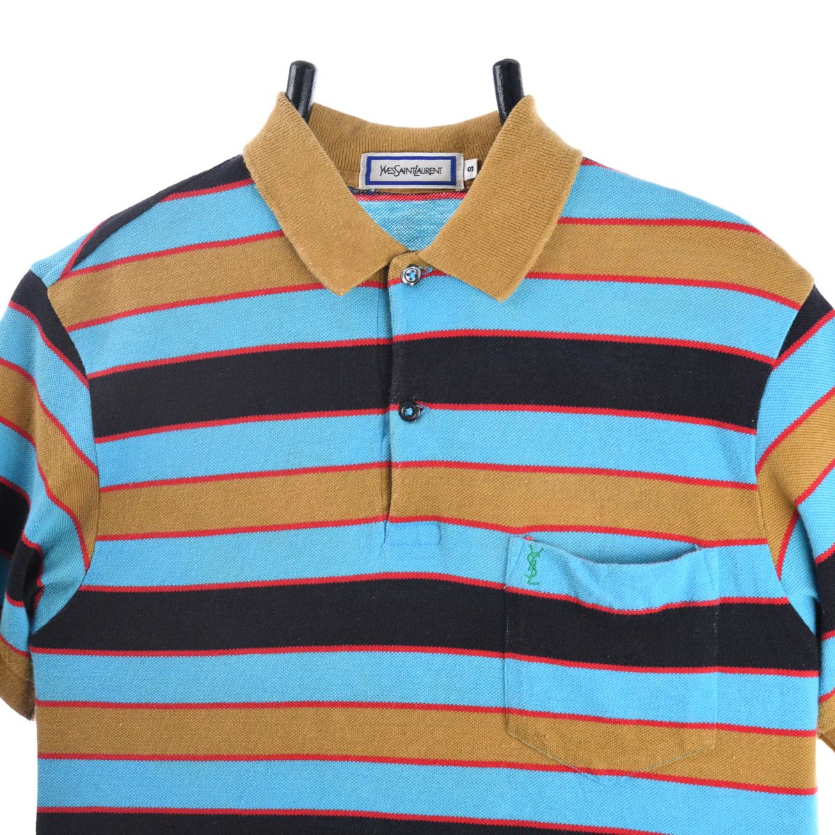 Yves Saint Laurent 'YSL'  Stripe Design Polo Shirt
