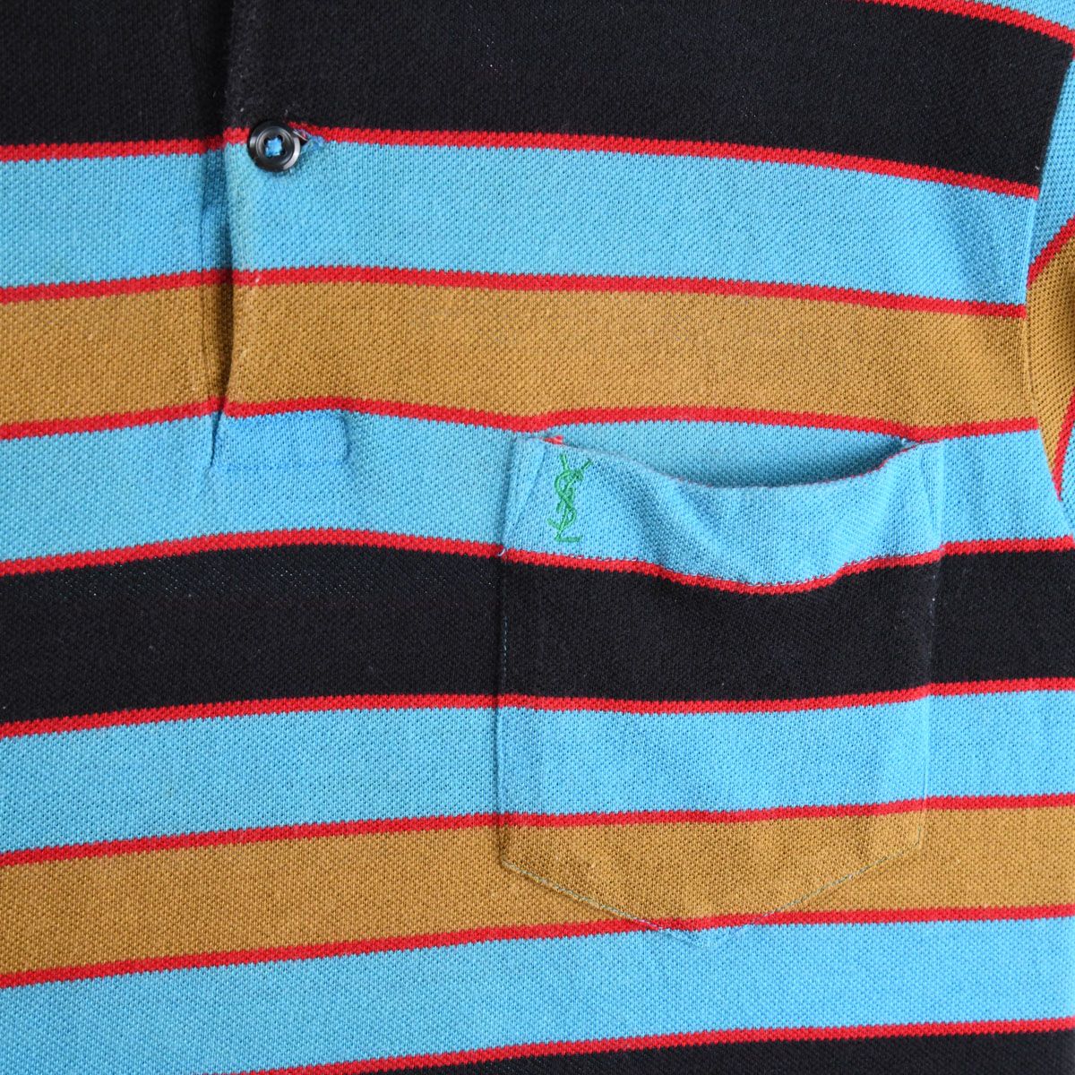 Yves Saint Laurent 'YSL'  Stripe Design Polo Shirt