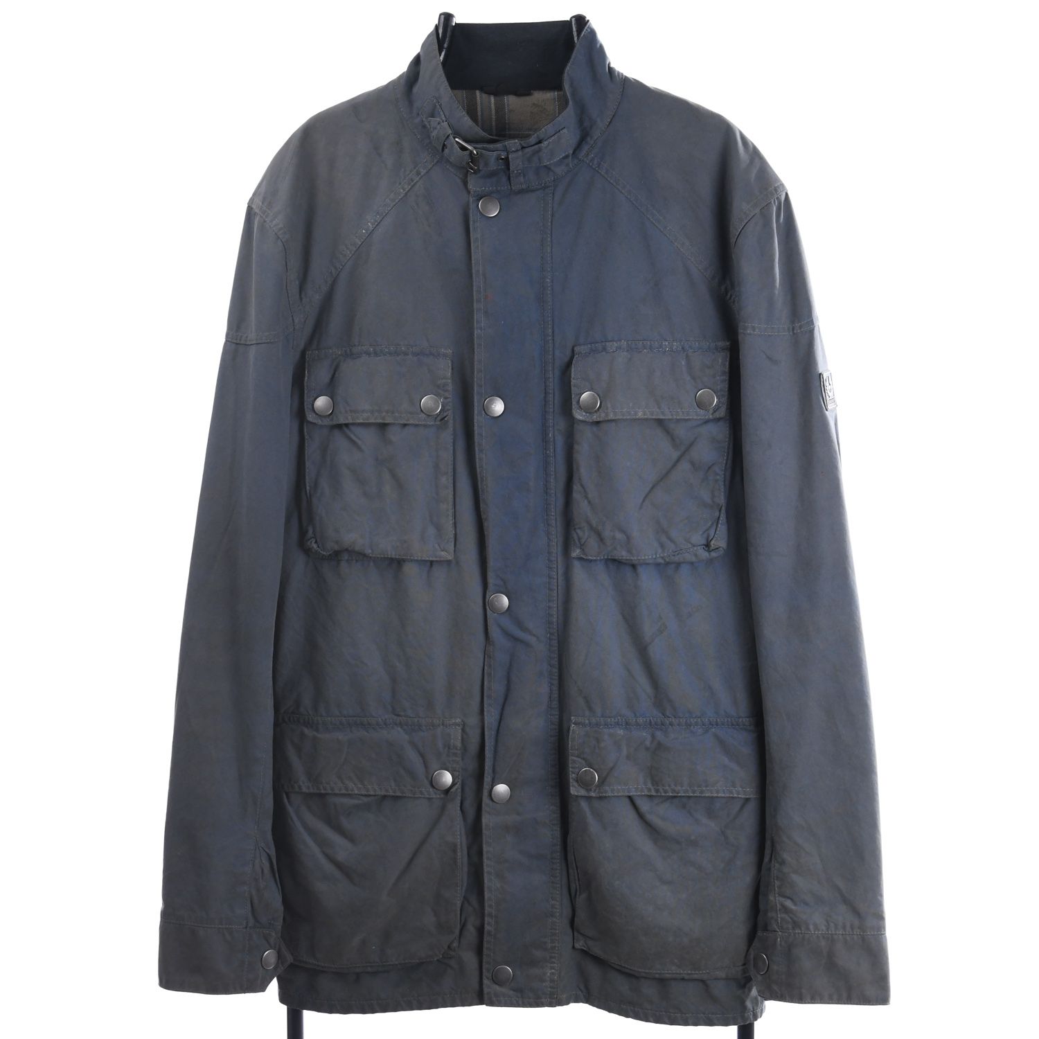 Belstaff 1990s Trialmaster Waxed Cotton Motorcycle Blue Jacket