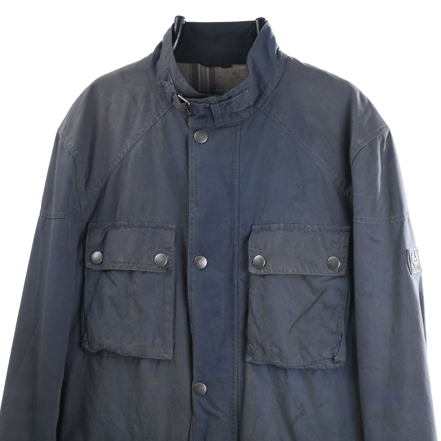 Belstaff 1990s Trialmaster Waxed Cotton Motorcycle Blue Jacket