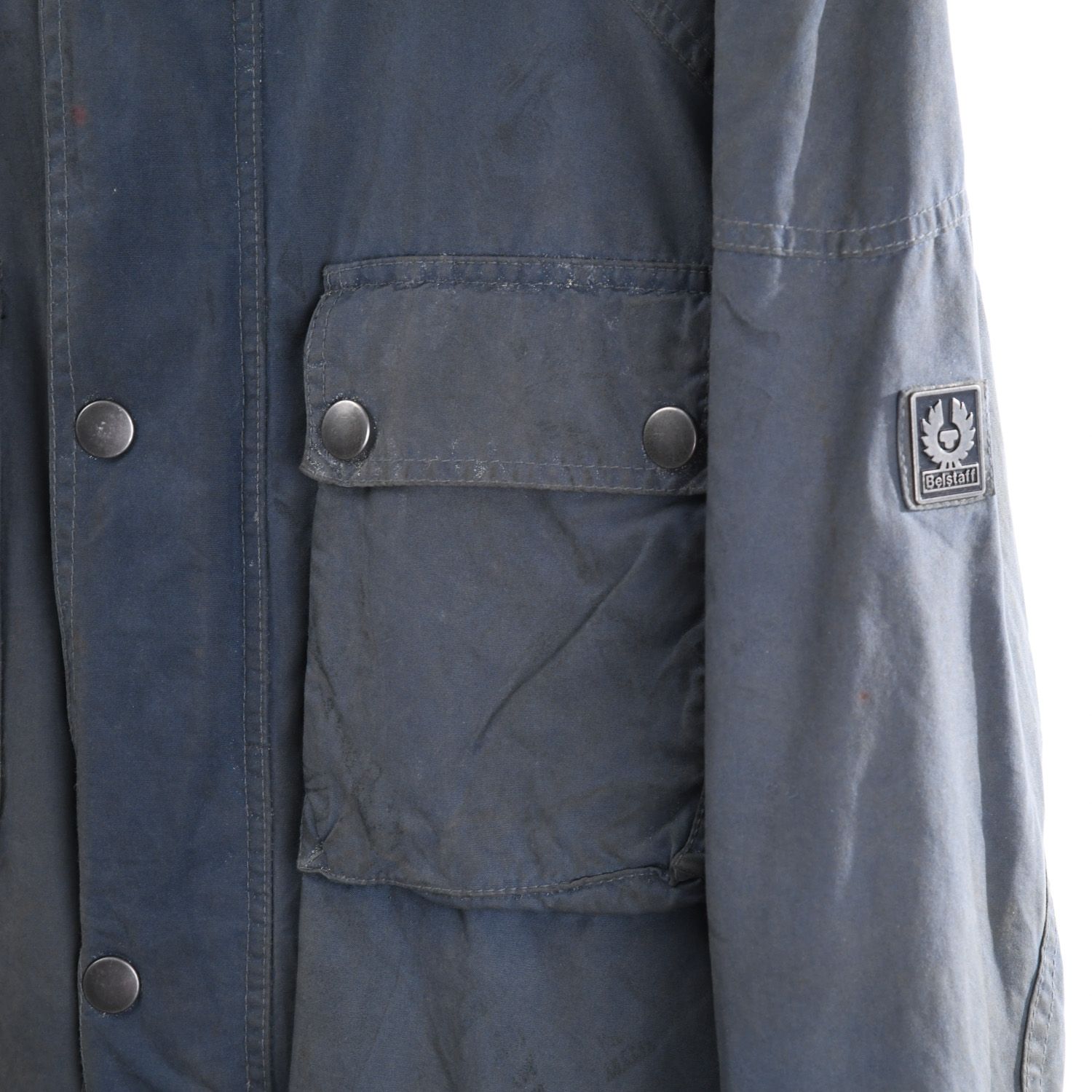 Belstaff 1990s Trialmaster Waxed Cotton Motorcycle Blue Jacket