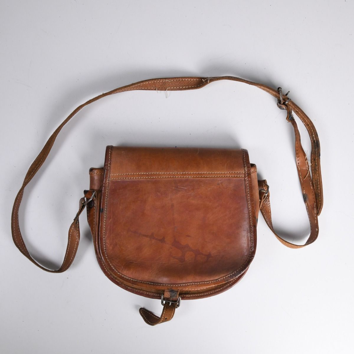 Vintage Brown Leather Saddle Bag