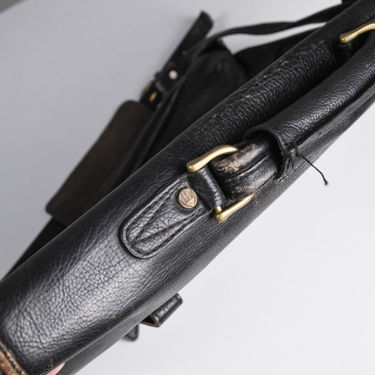 Vintage Black Leather Messenger Bag