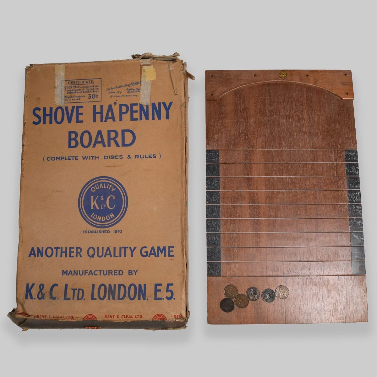 Vintage Mid Century K & C Shove Ha’Penny Board