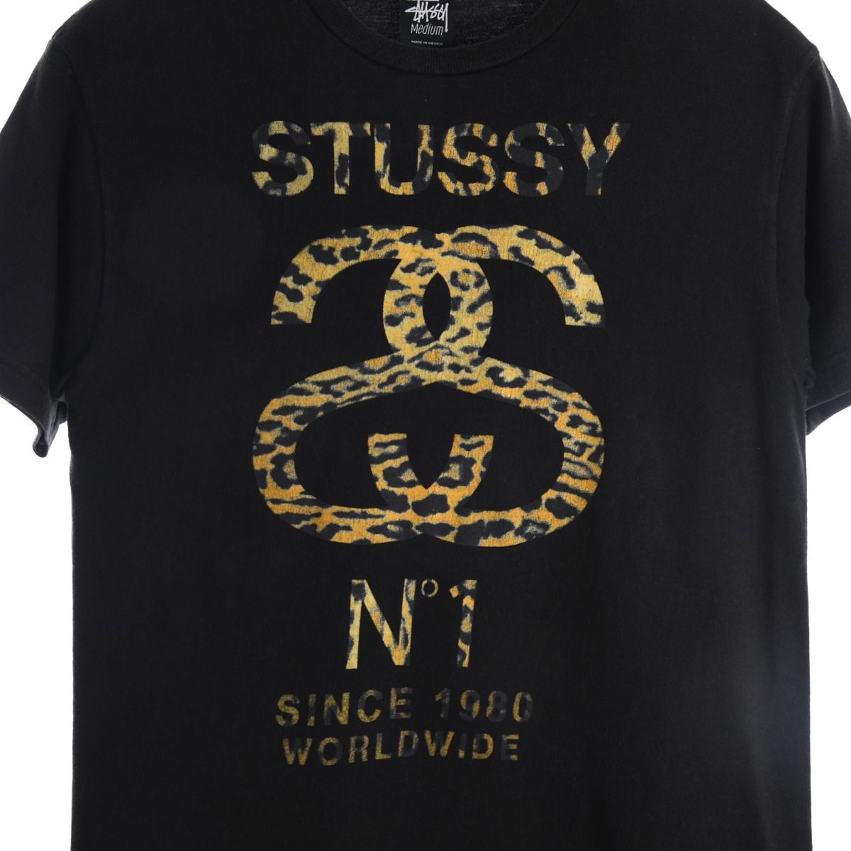 Stussy Black T-Shirt With Leopard Print