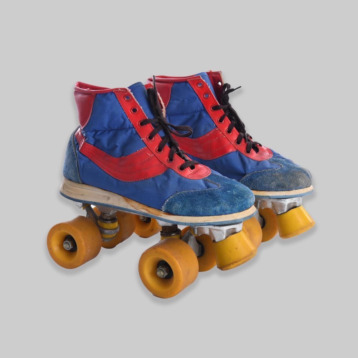 Blue and Red 1970s Roller Skates Size 7