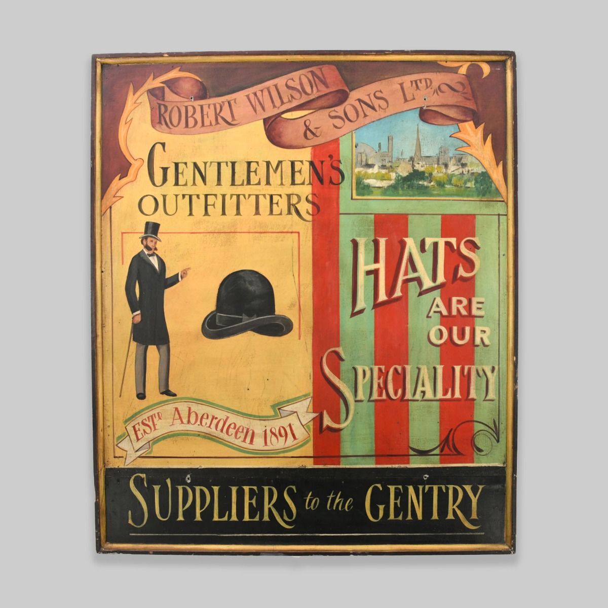 Hand Painted Repro Early 1900s Hat Shop Sign