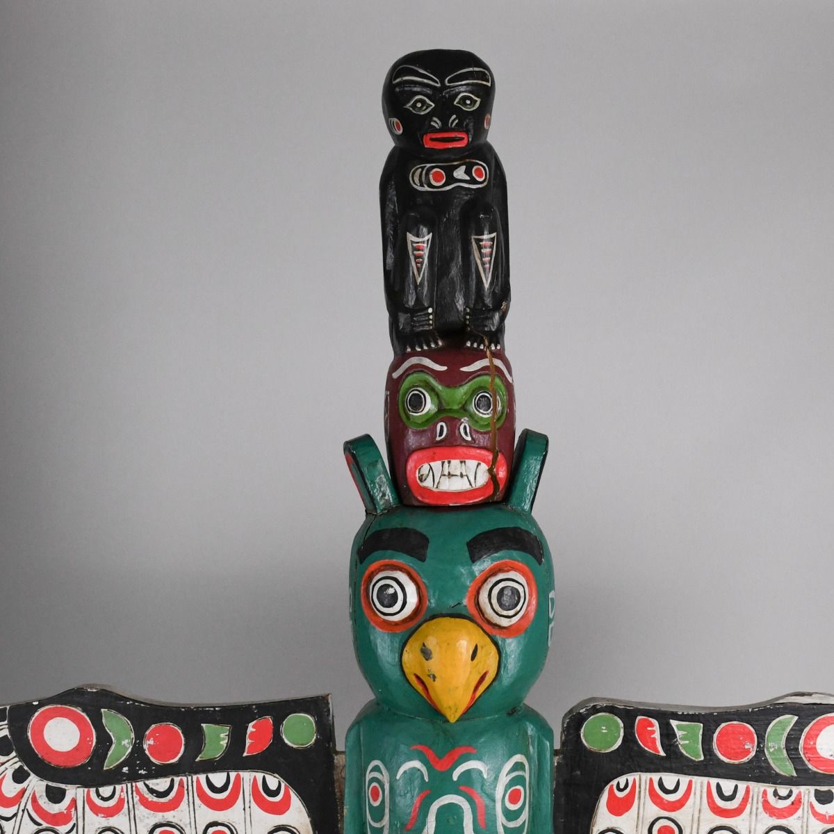 Vintage Hand Carved Wooden Totem Pole