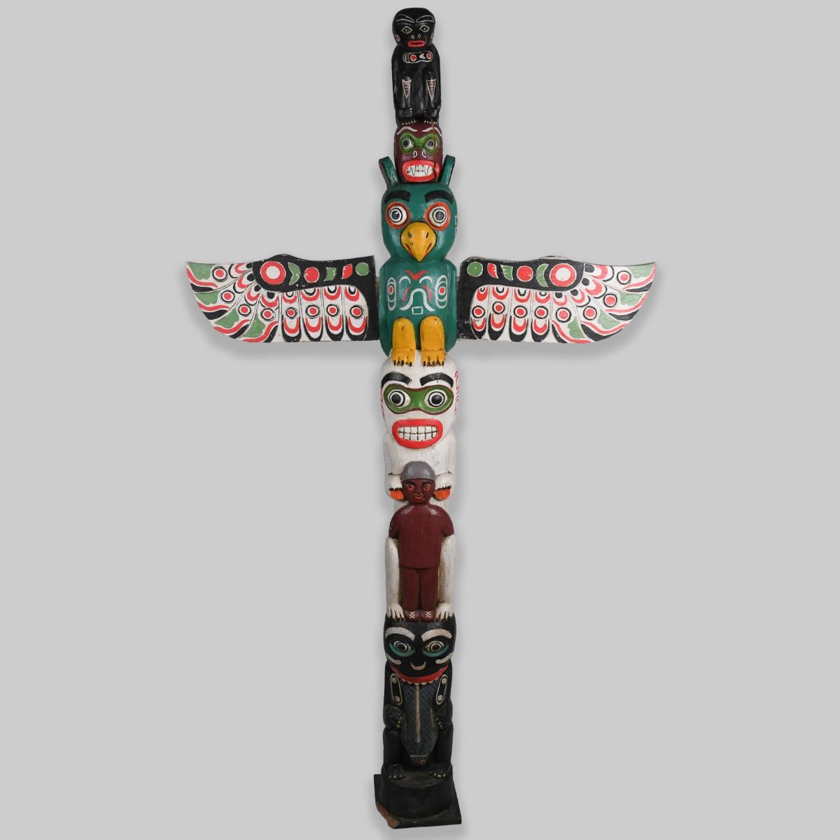 Vintage Hand Carved Wooden Totem Pole