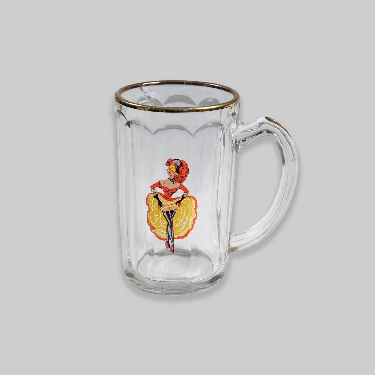 Vintage Can-Can Dancer Glass Tankard