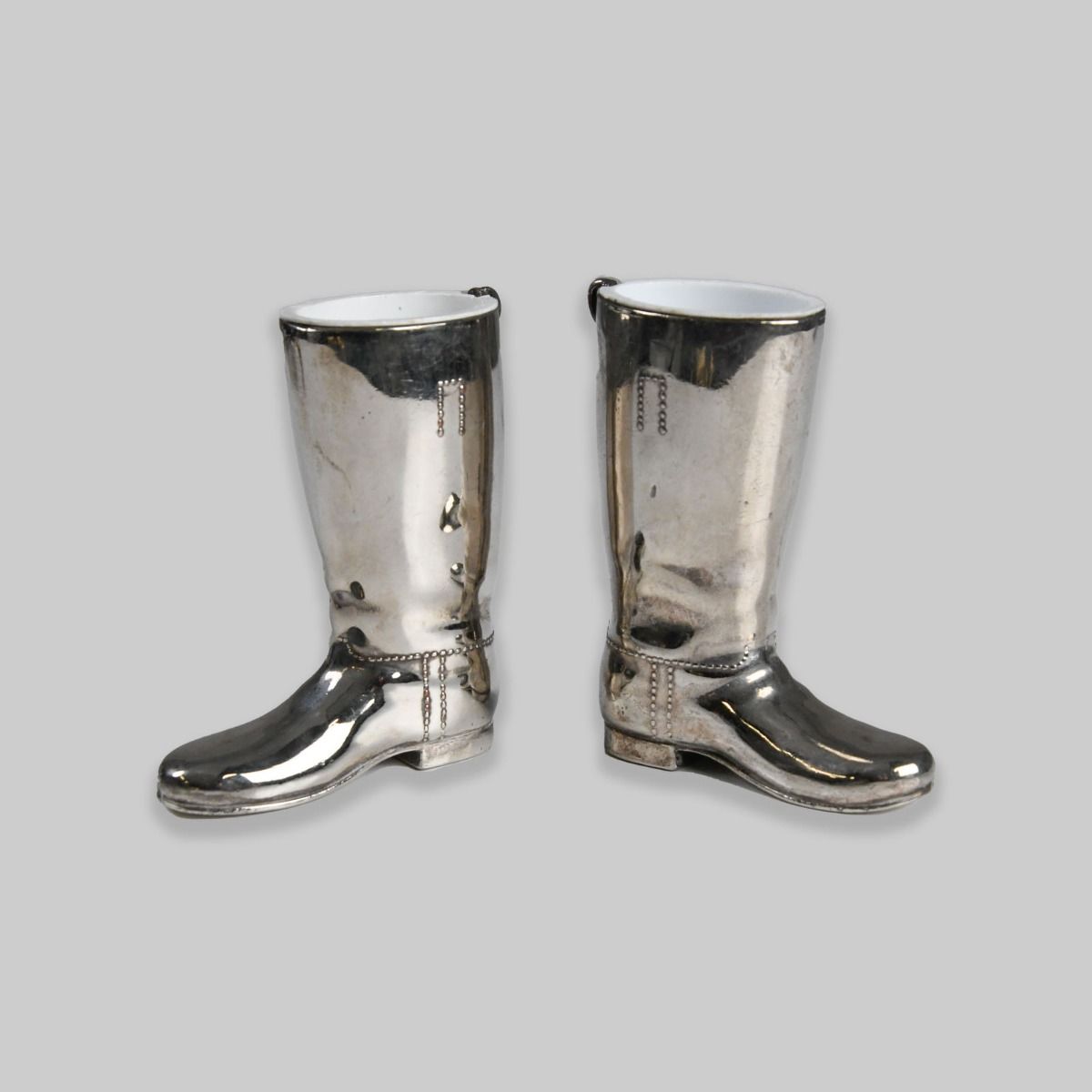 Vintage Grenadier Silver Plated Boot Shot Measures
