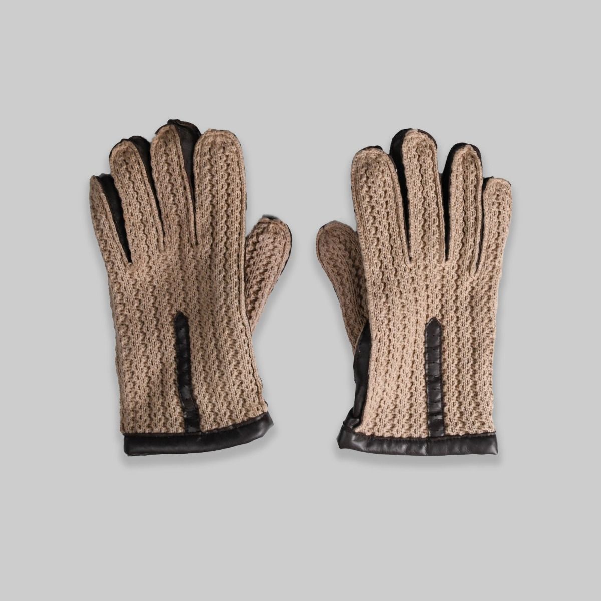 Vintage Cotton and Leather Gloves 
