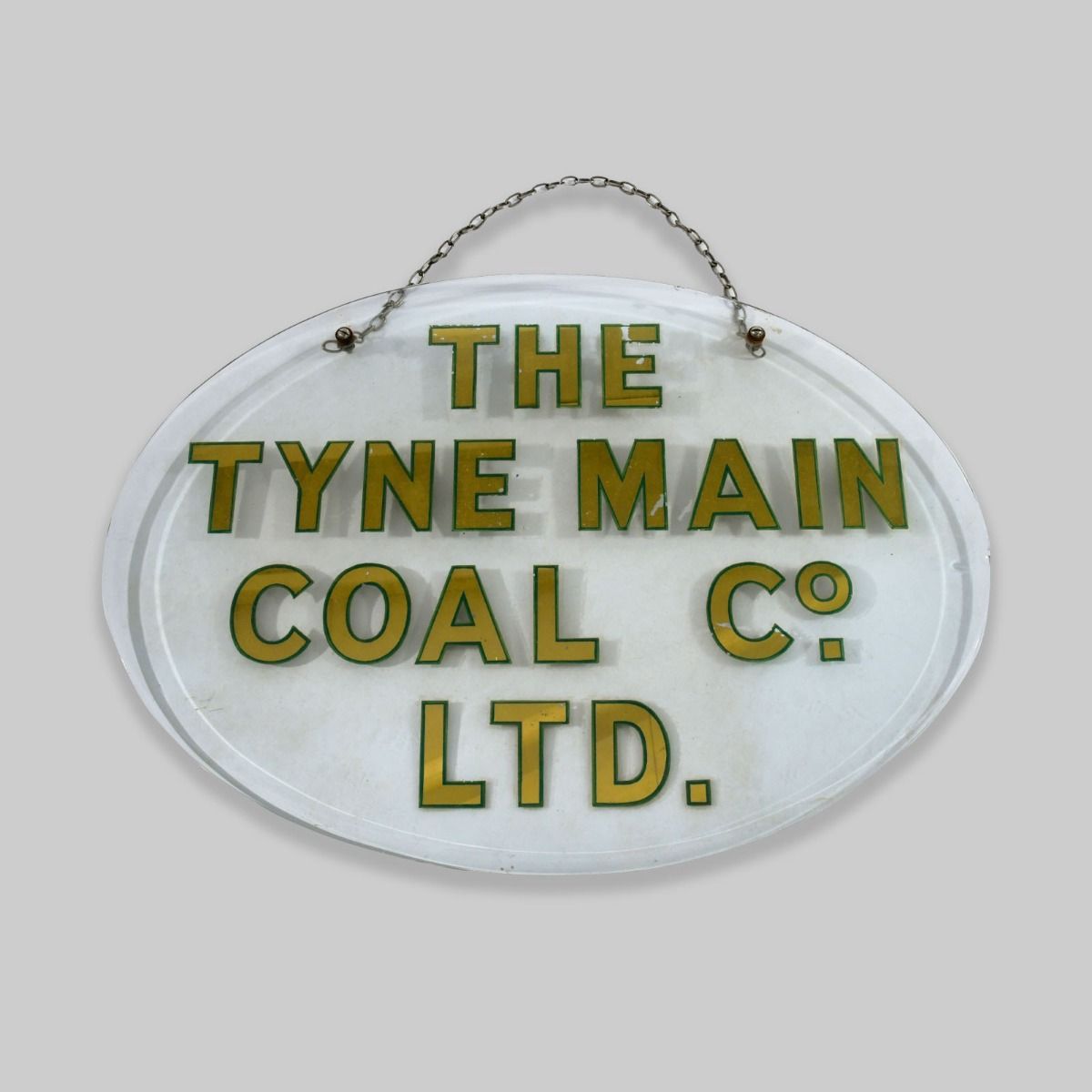 Vintage Glass Tyne Main Coal Co Sign