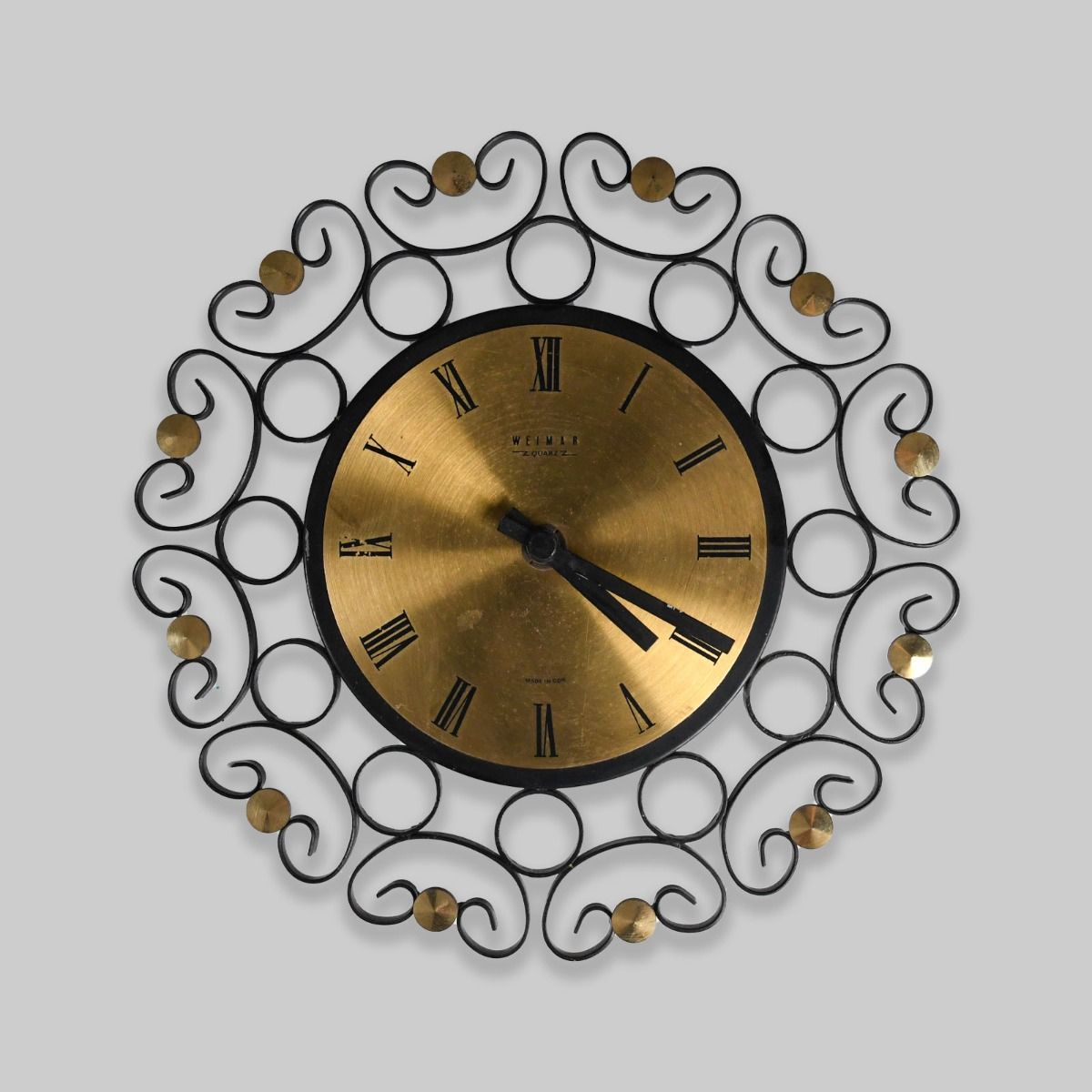 Weimar 1960s Brass & Iron Clock