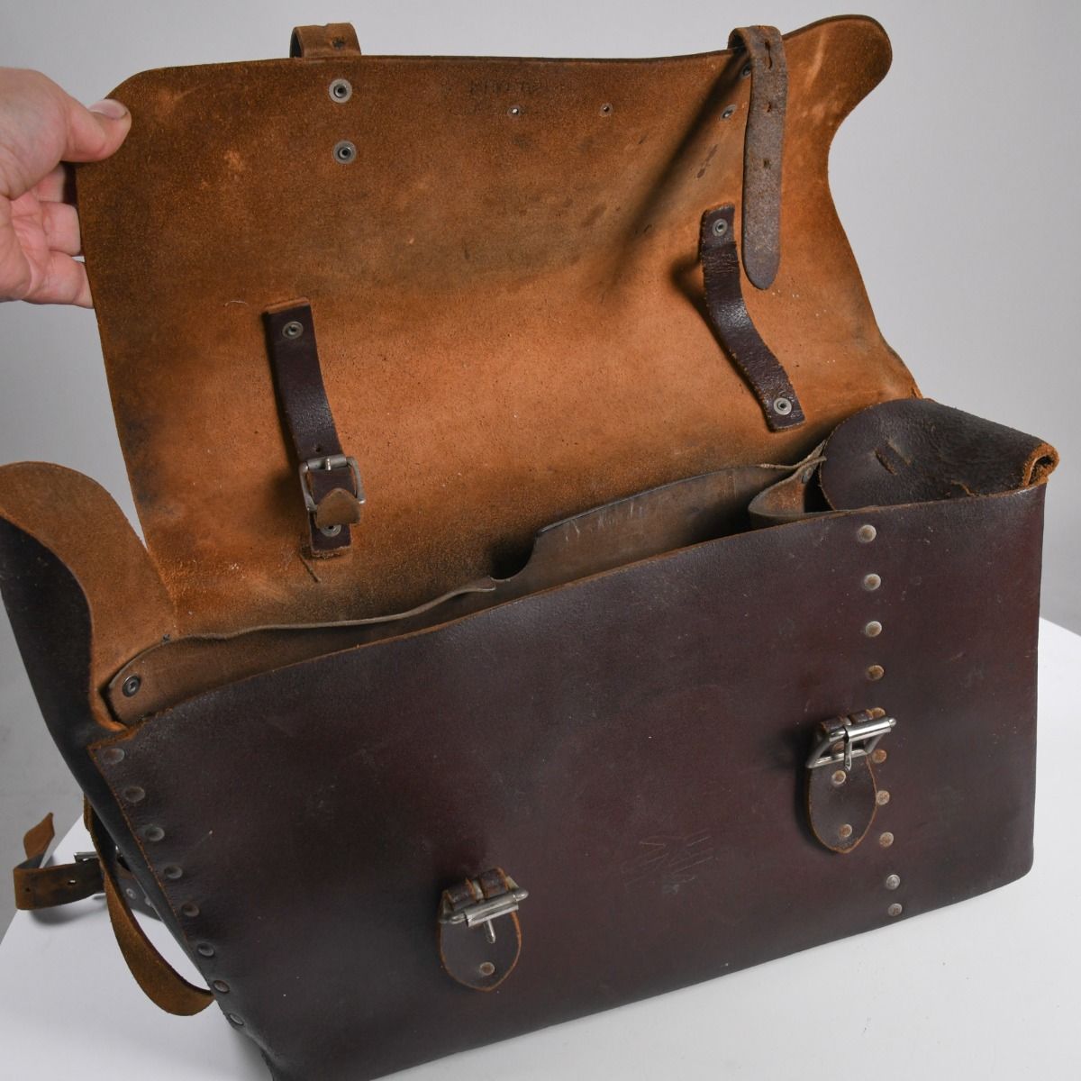 Vintage Mid Century Brown Leather British Rail Tool Bag