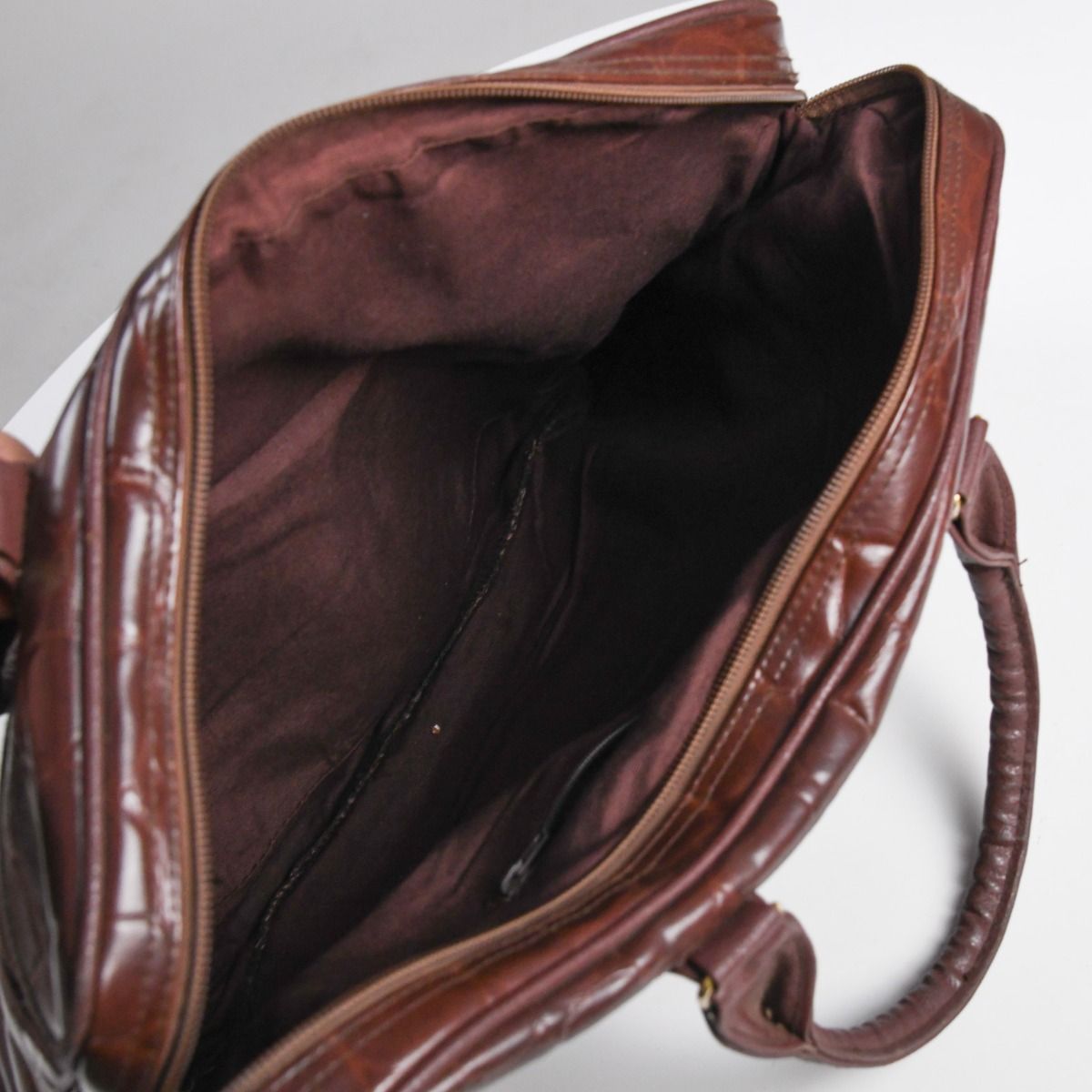 Vintage Brown Crocodile Skin Effect Handbag