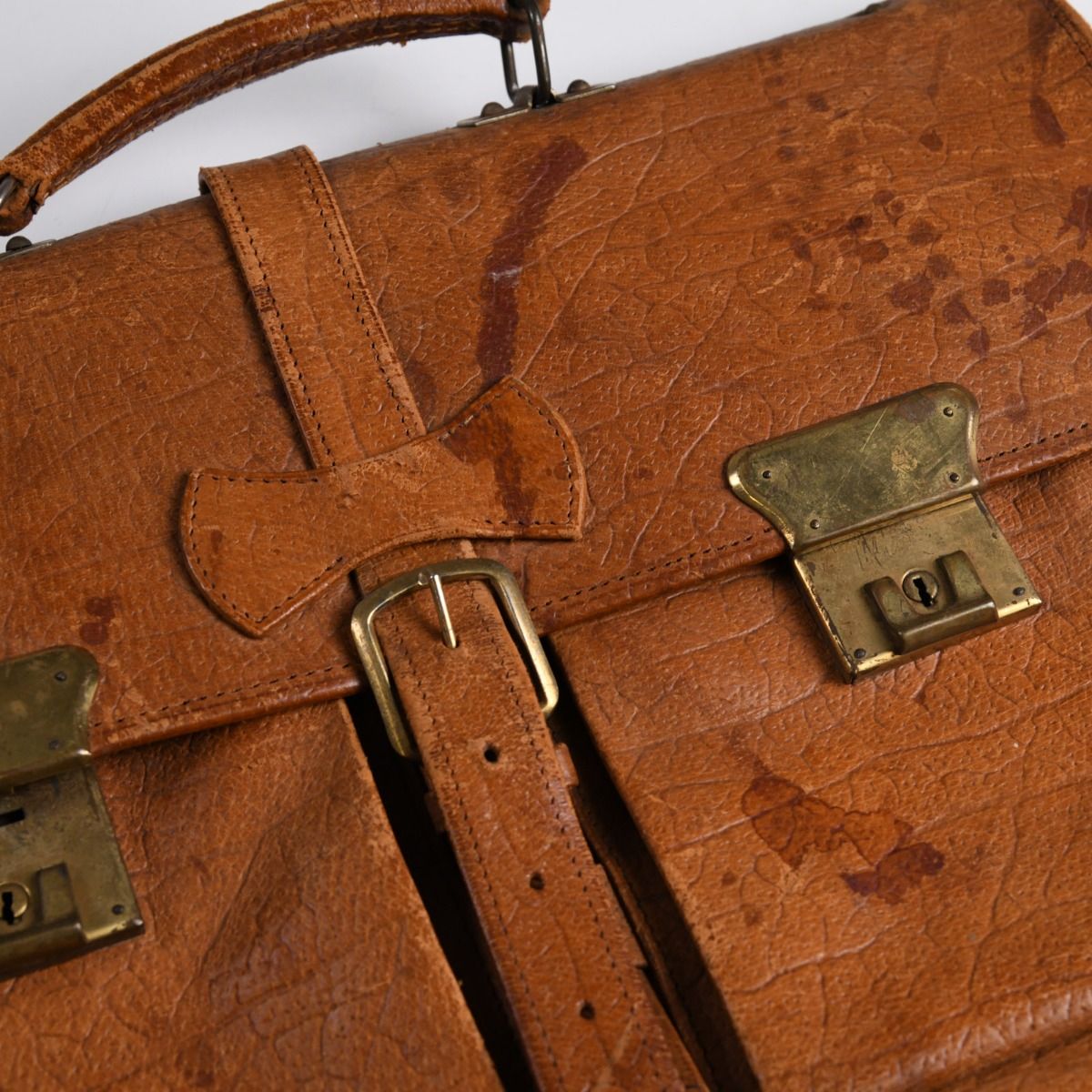 Vintage Brown Leather Briefcase w/ Compartments