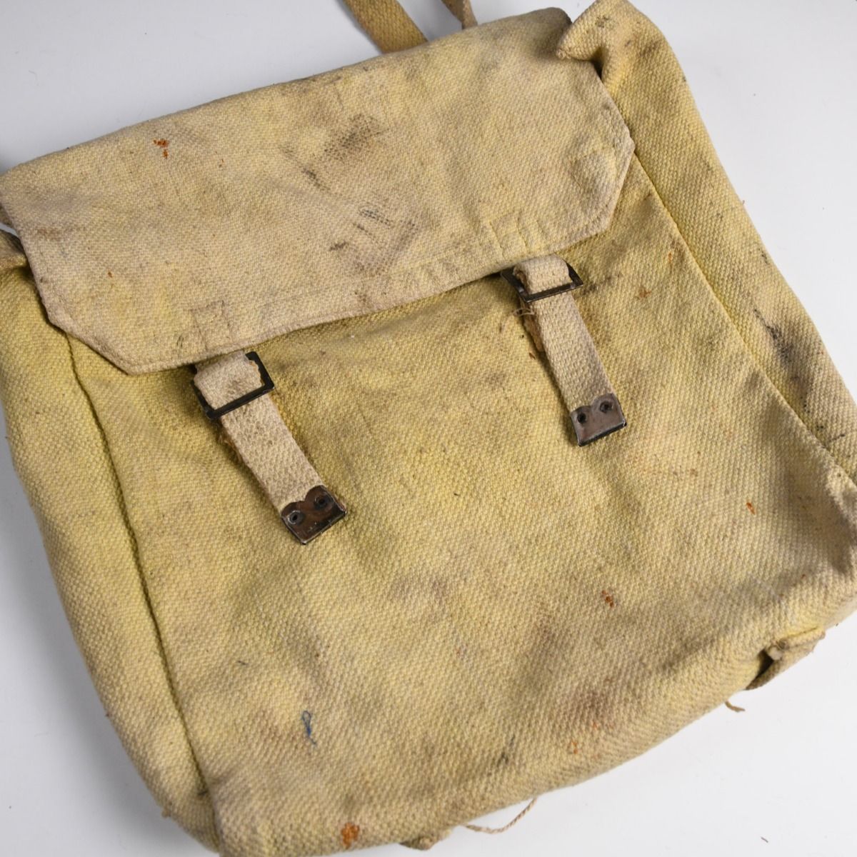 Vintage Mid Century Yellow Canvas Satchel Bag