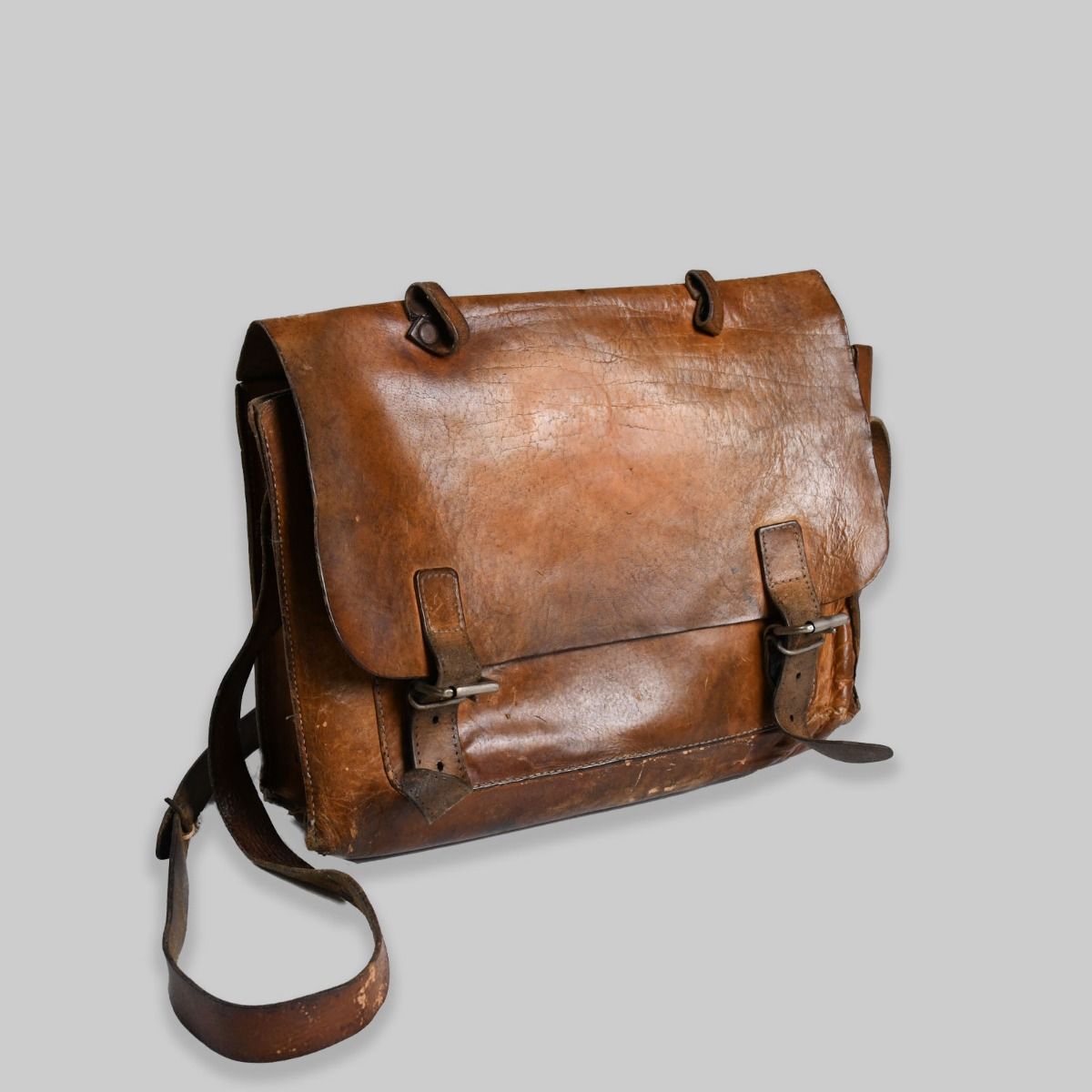 Vintage Mid Century Leather Messenger Bag