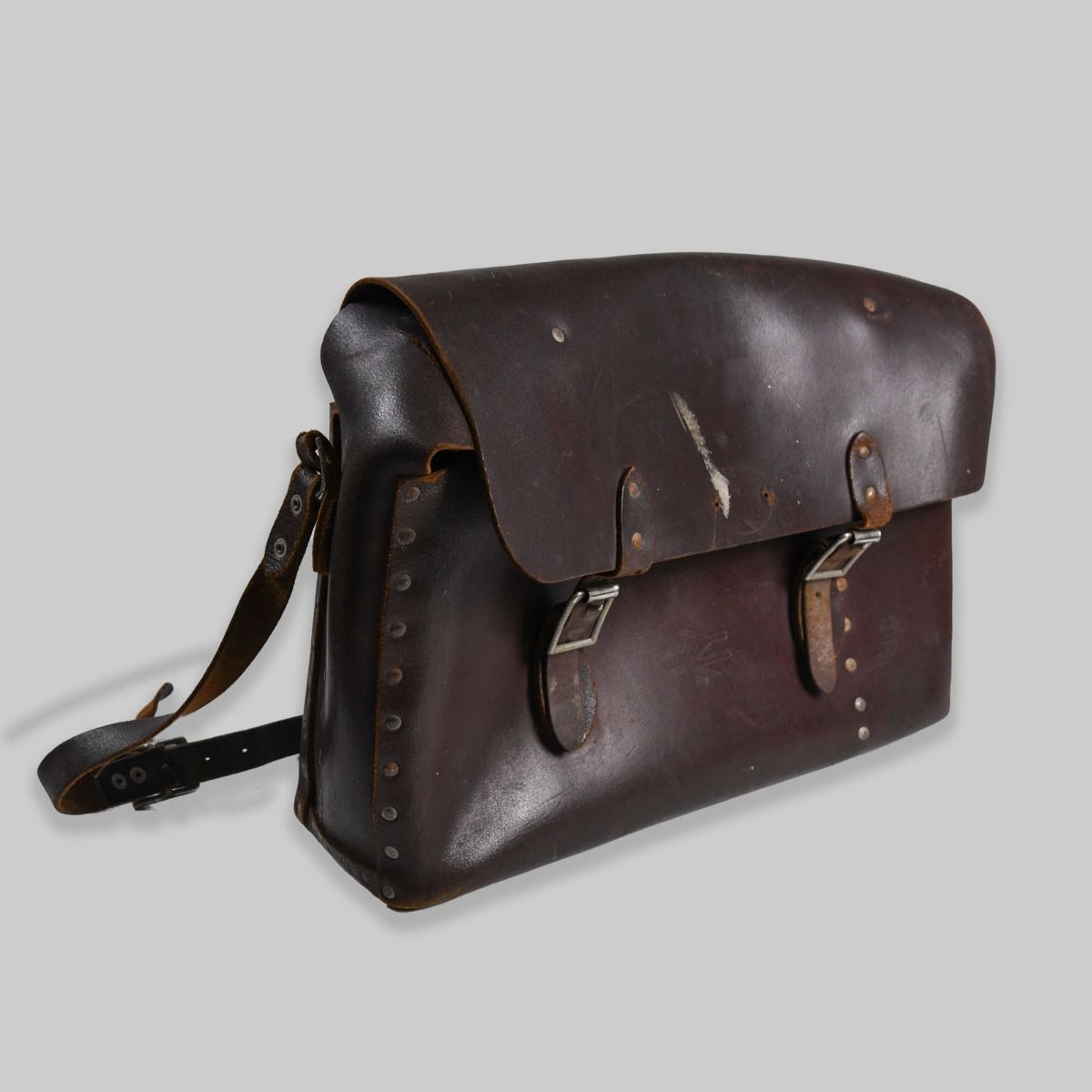 Vintage Mid Century Brown Leather British Rail Tool Bag
