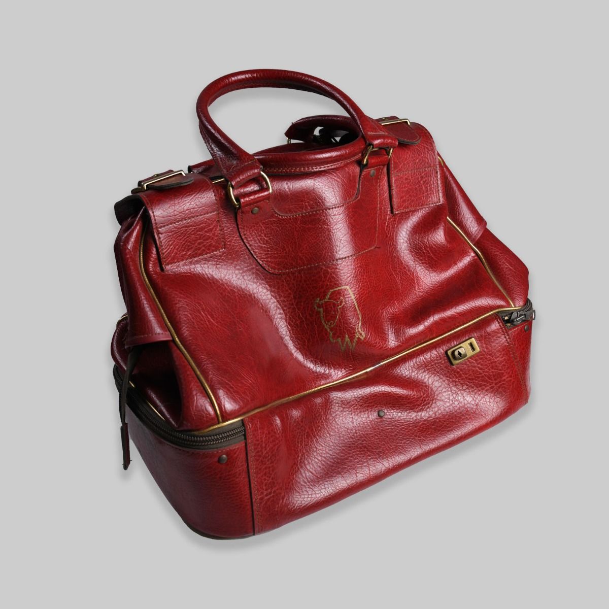 Vintage Red Leather Effect Sports Bag