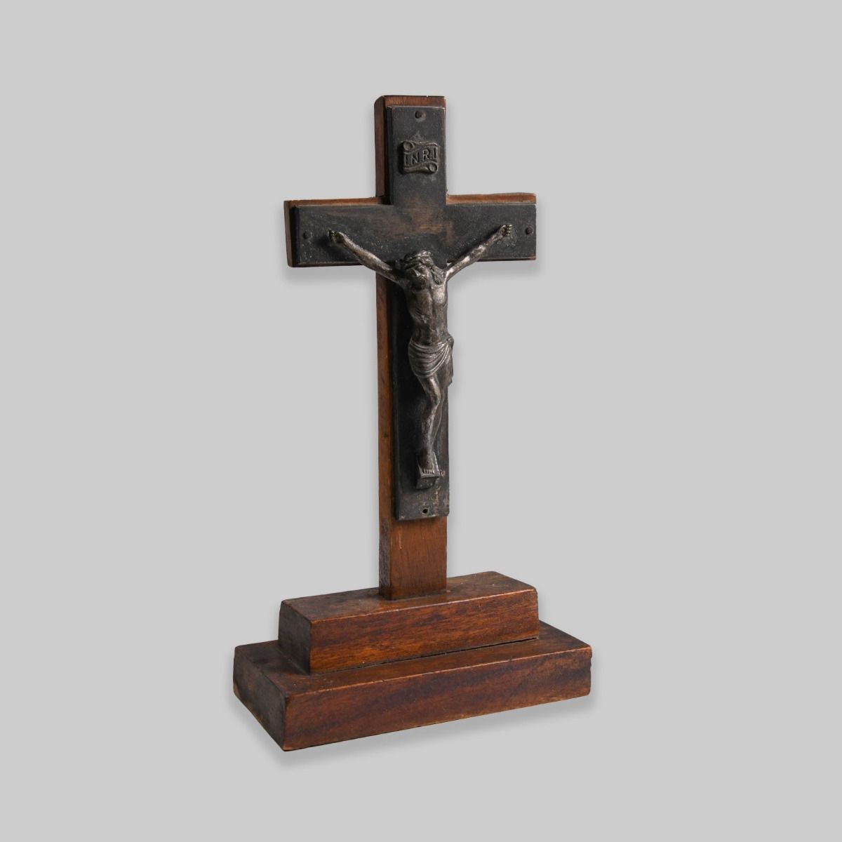 Vintage Standing Wooden Cross Crucifix