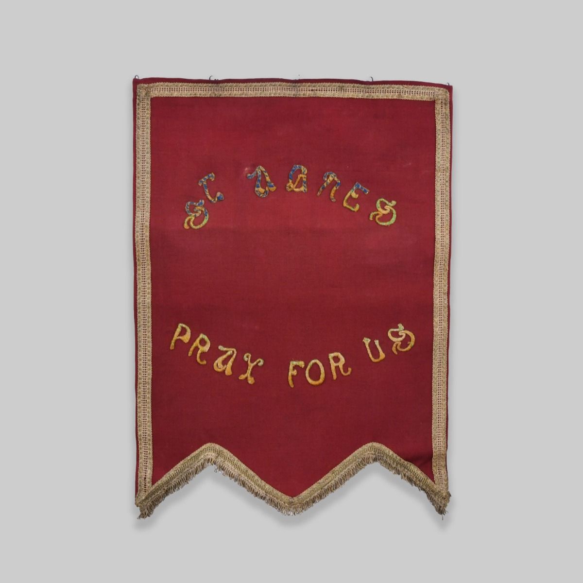 Vintage Early 1900s Religious Pennant Wall Hanging