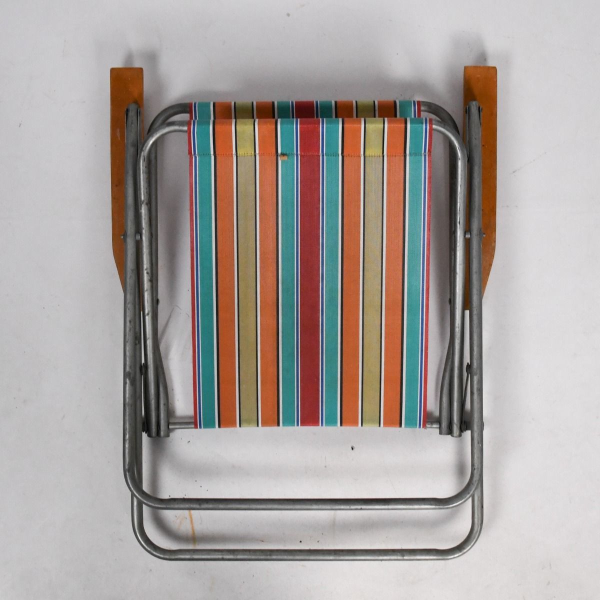 Vintage 1970s Multicoloured Striped Deck Chair
