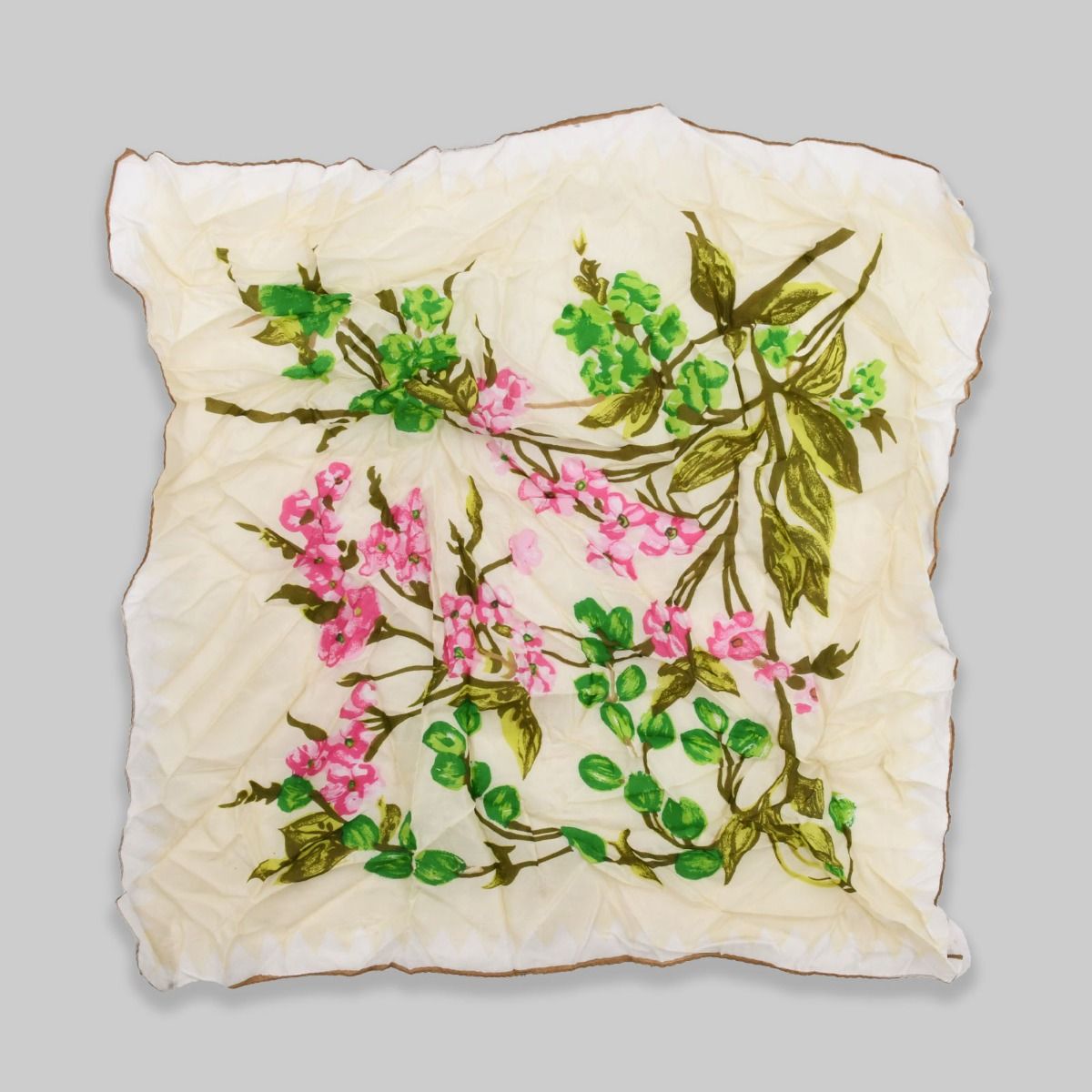 Vintage Silk Scarf Flowers Design