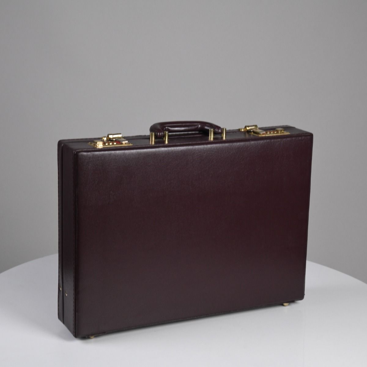 Vintage 1970s Brown Leather-Effect Briefcase
