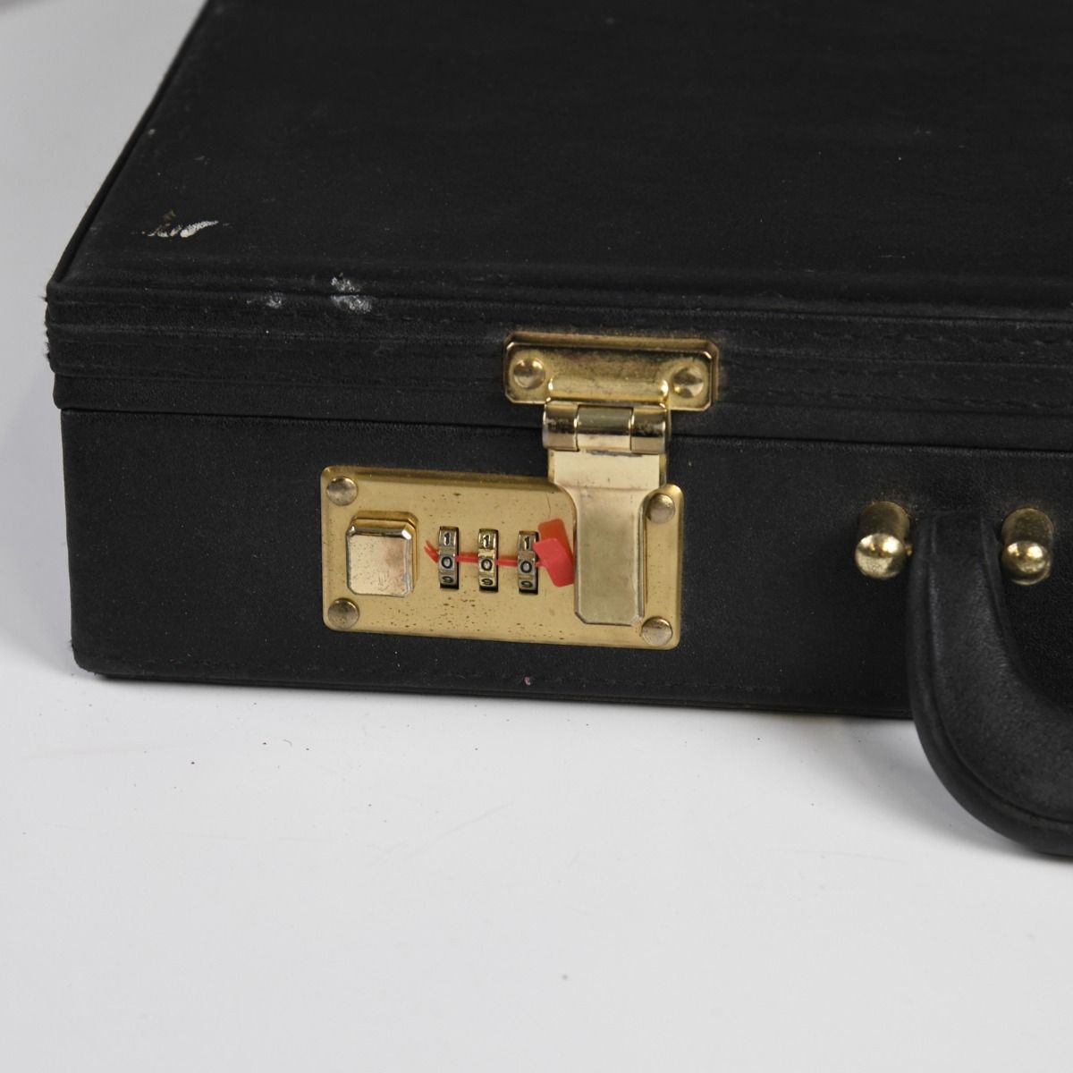 Vintage 1970s Matt Black Leather-Effect Briefcase