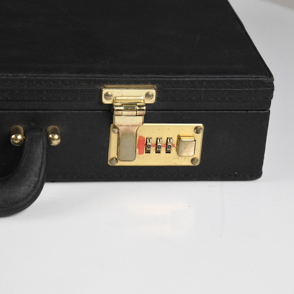 Vintage 1970s Matt Black Leather-Effect Briefcase
