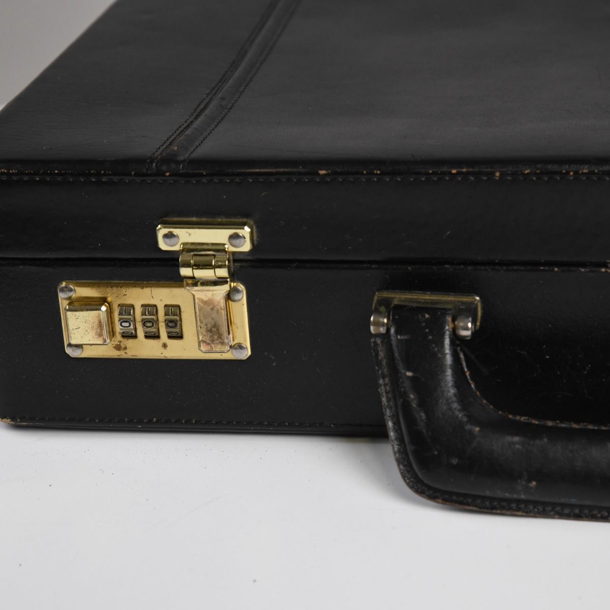 Vintage 1970s Black Leather-Effect Briefcase