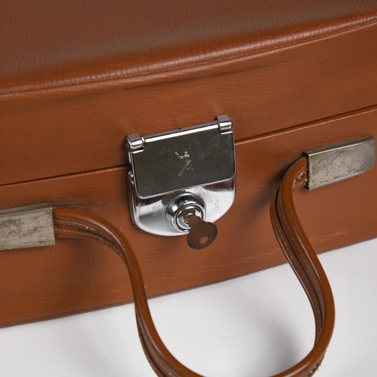 Vintage 1960s Brown Travel Suitcase