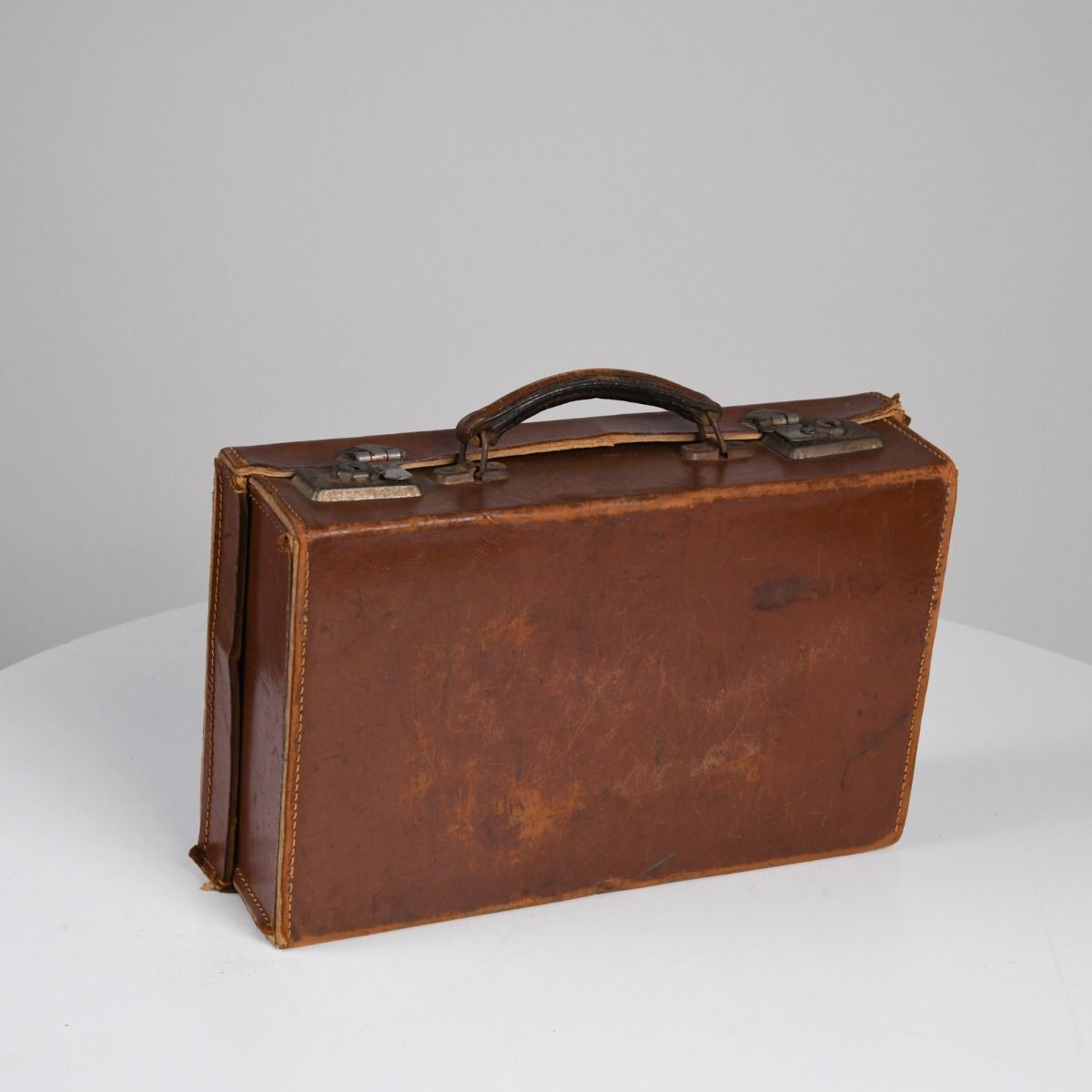 Vintage Mid Century Leather Covered Briefcase