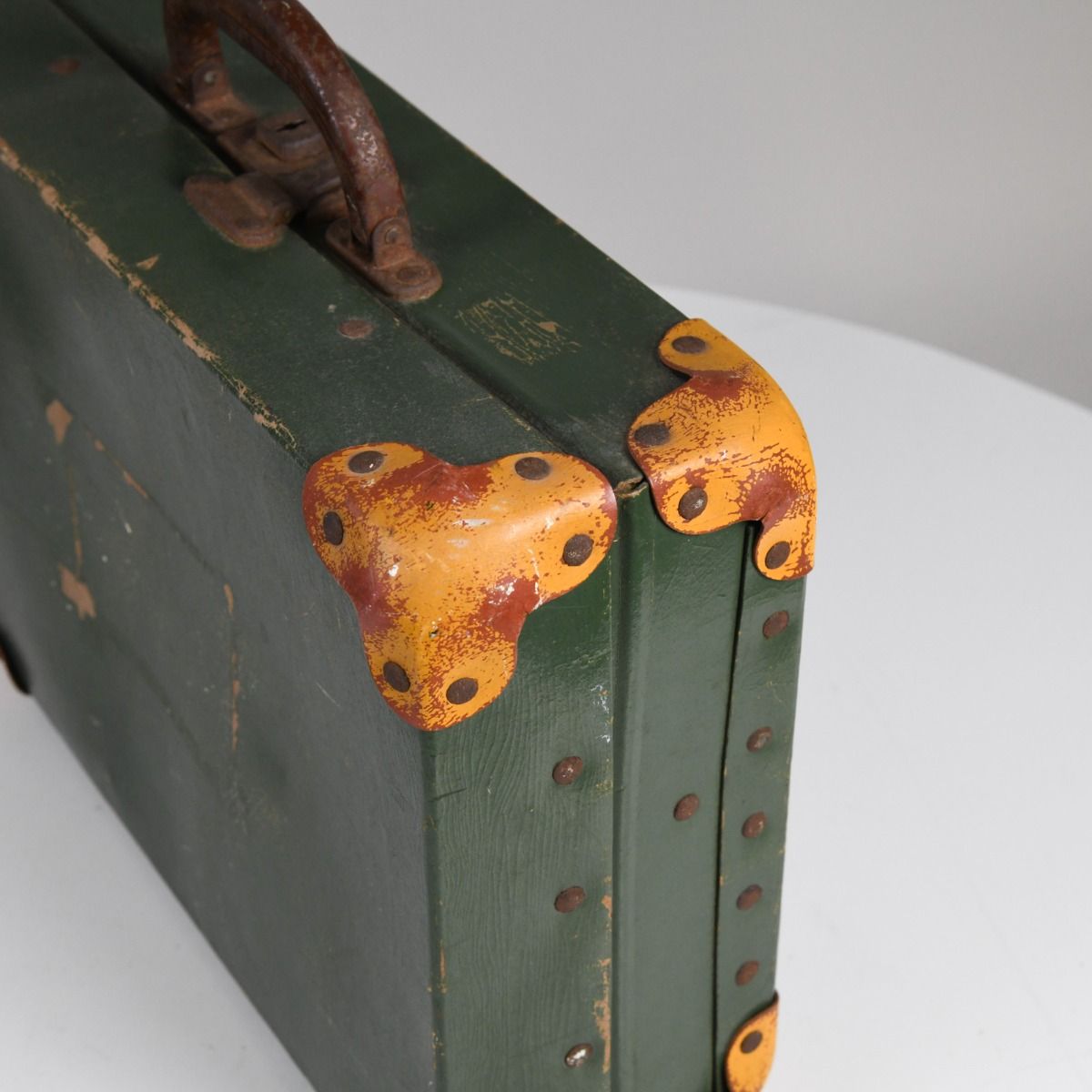 Vintage Mid Century Green Wooden Briefcase