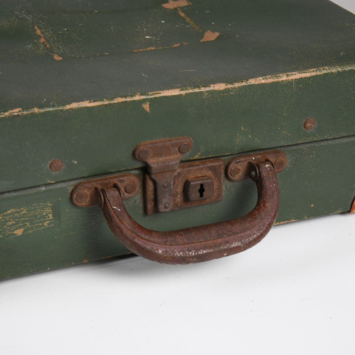 Vintage Mid Century Green Wooden Briefcase
