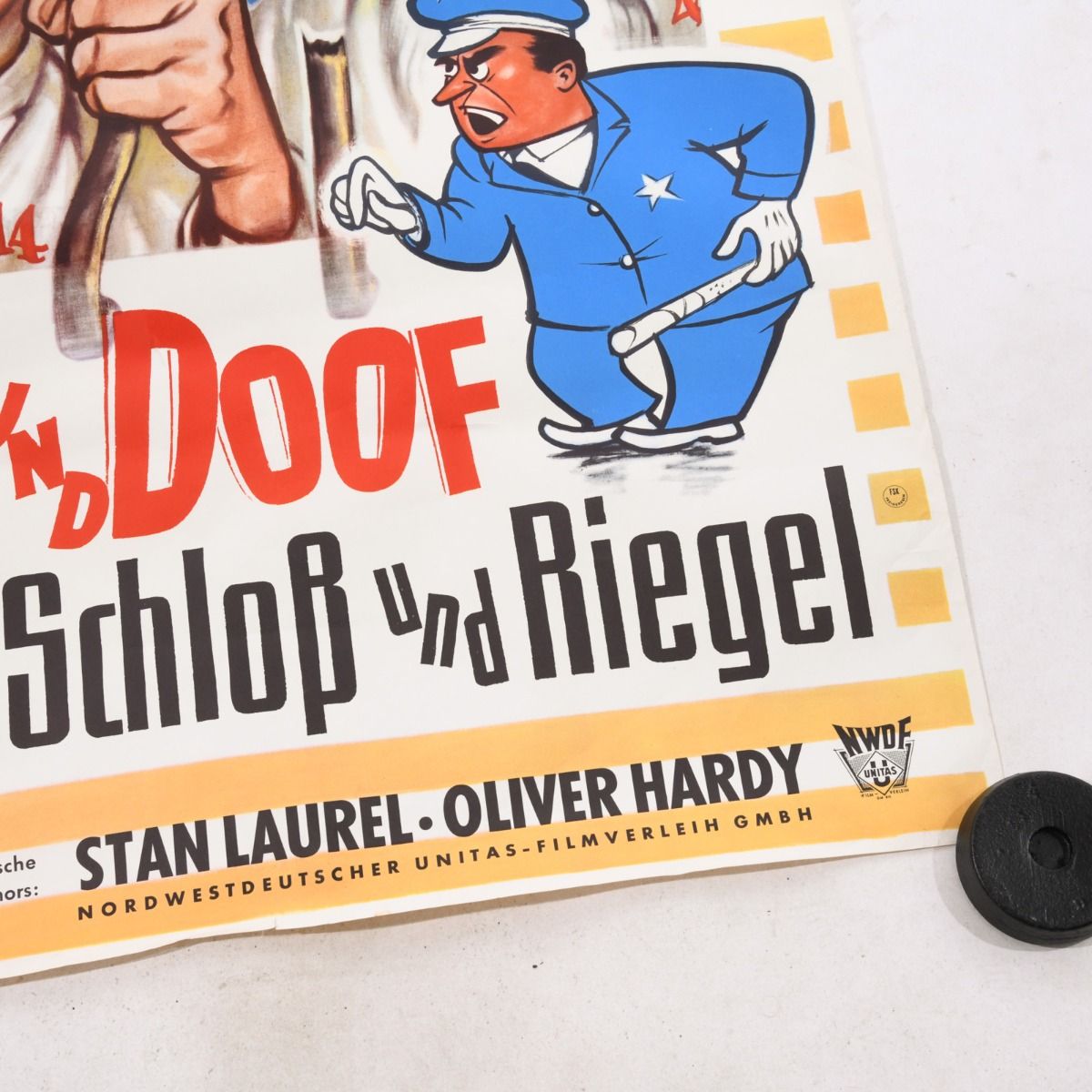 Laurel & Hardy Original 1960s German Movie Poster (Dick und Doof Hinter Schloss und Riegel)