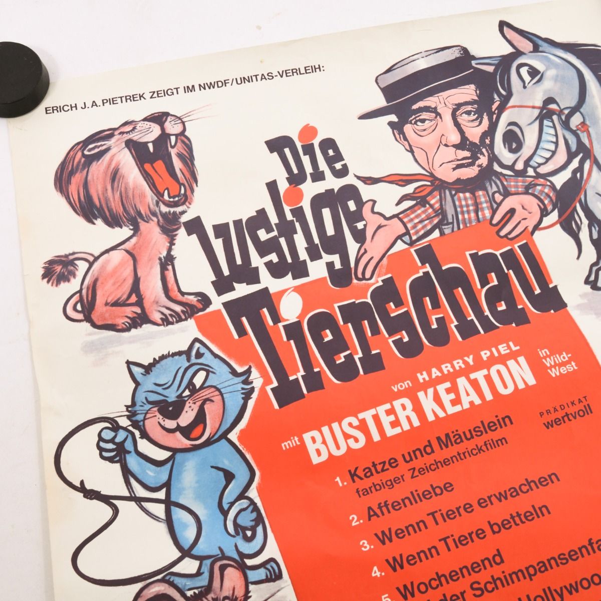 Buster Keaton 'Die Lustige Tierschau' German Film Poster 1964