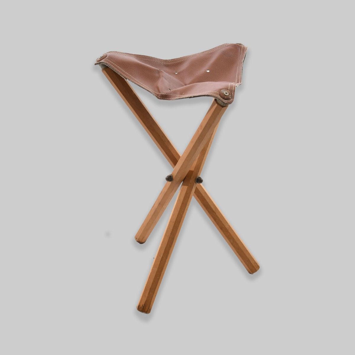 MABEF Folding Stool with Leather Seat