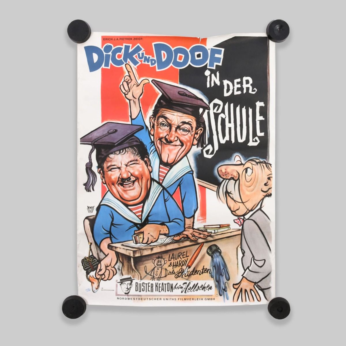 Laurel & Hardy Original 1960s German Movie Poster (Dick und Doof in der Schule)