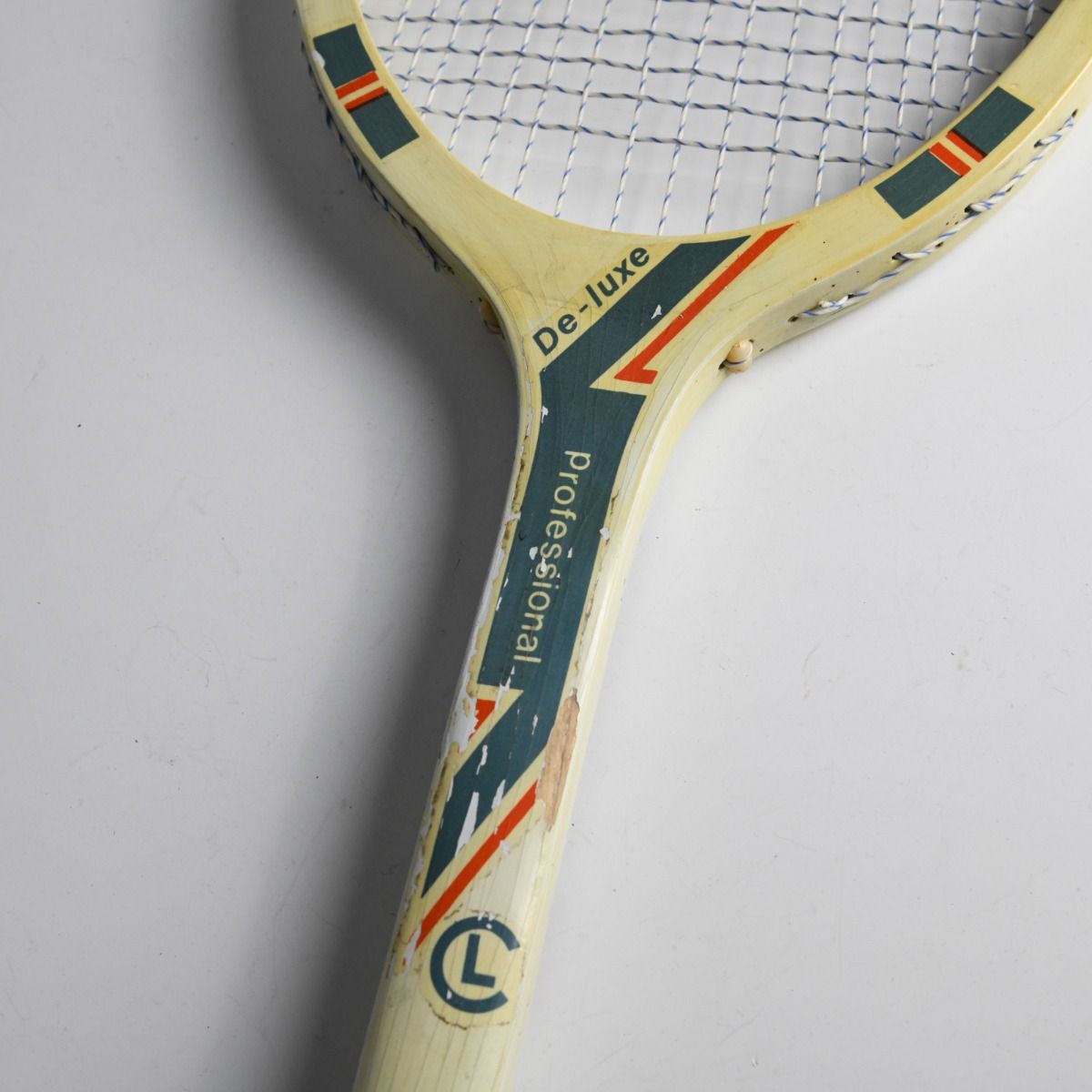 Vintage De-Luxe Wooden Squash Racket with Cover