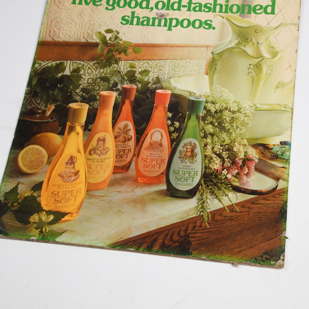 Vintage 1970s Supersoft Shampoo Shop Display Show Card