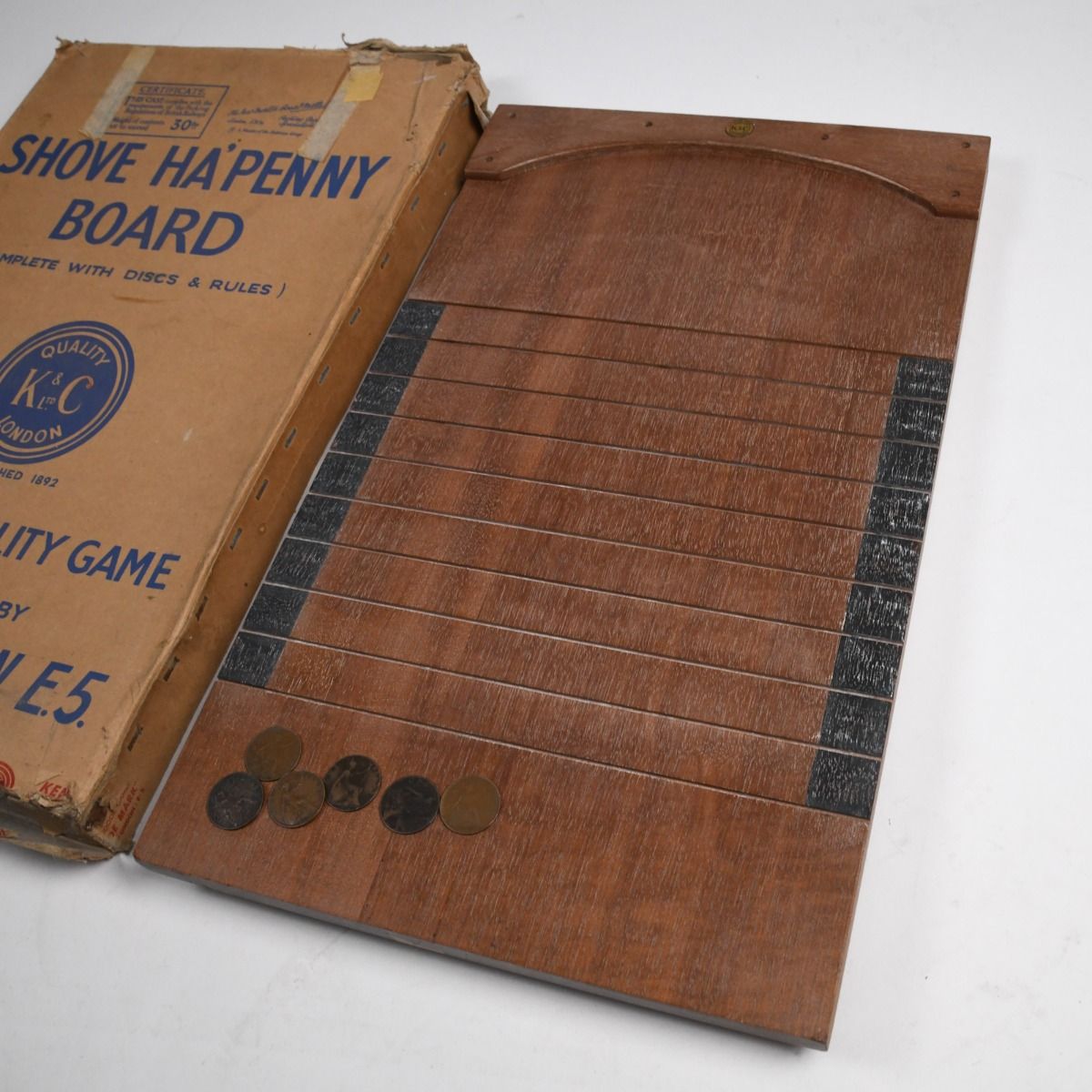 Vintage Mid Century K & C Shove Ha’Penny Board