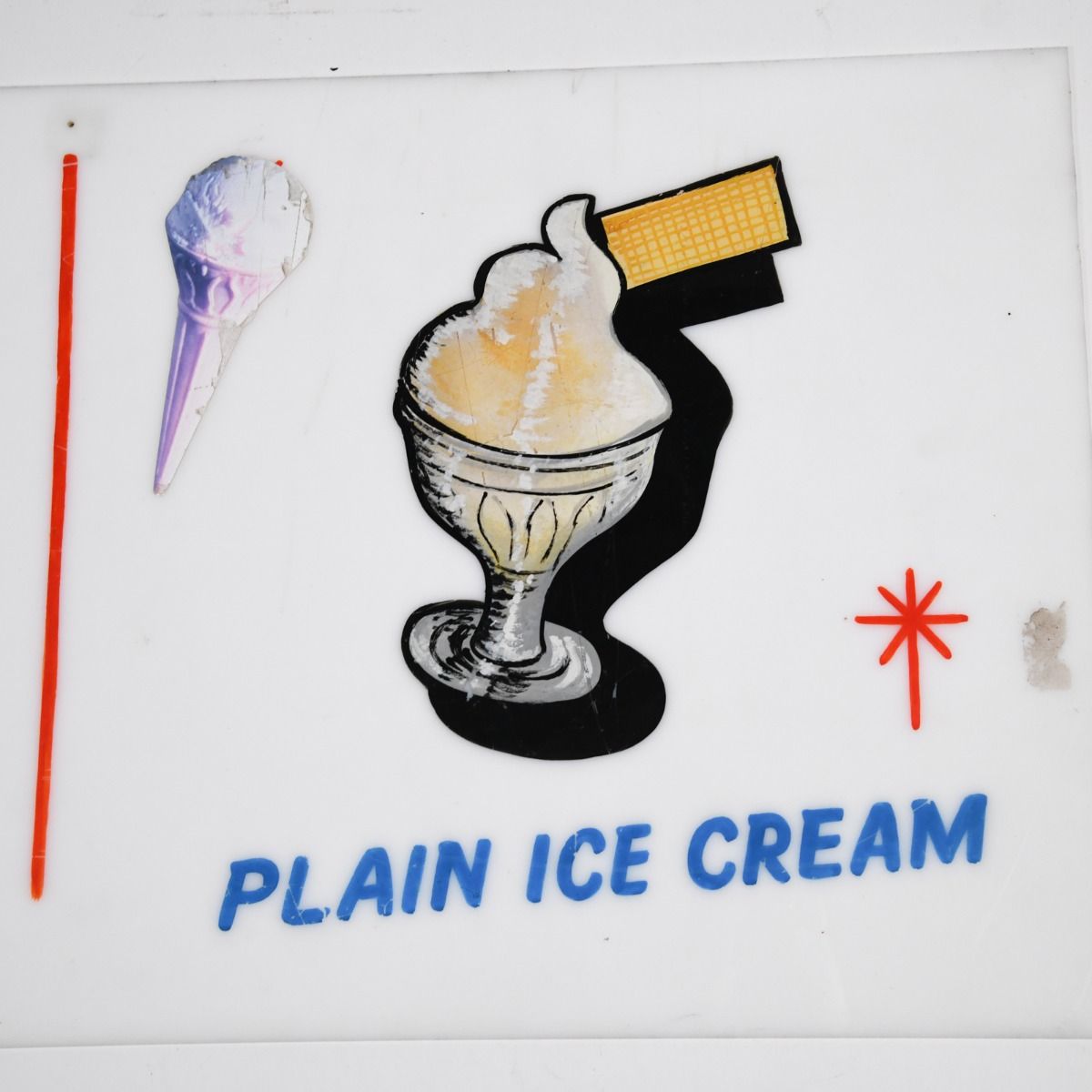 Vintage 1970s Hand Painted Ice Cream Sign Retro Art