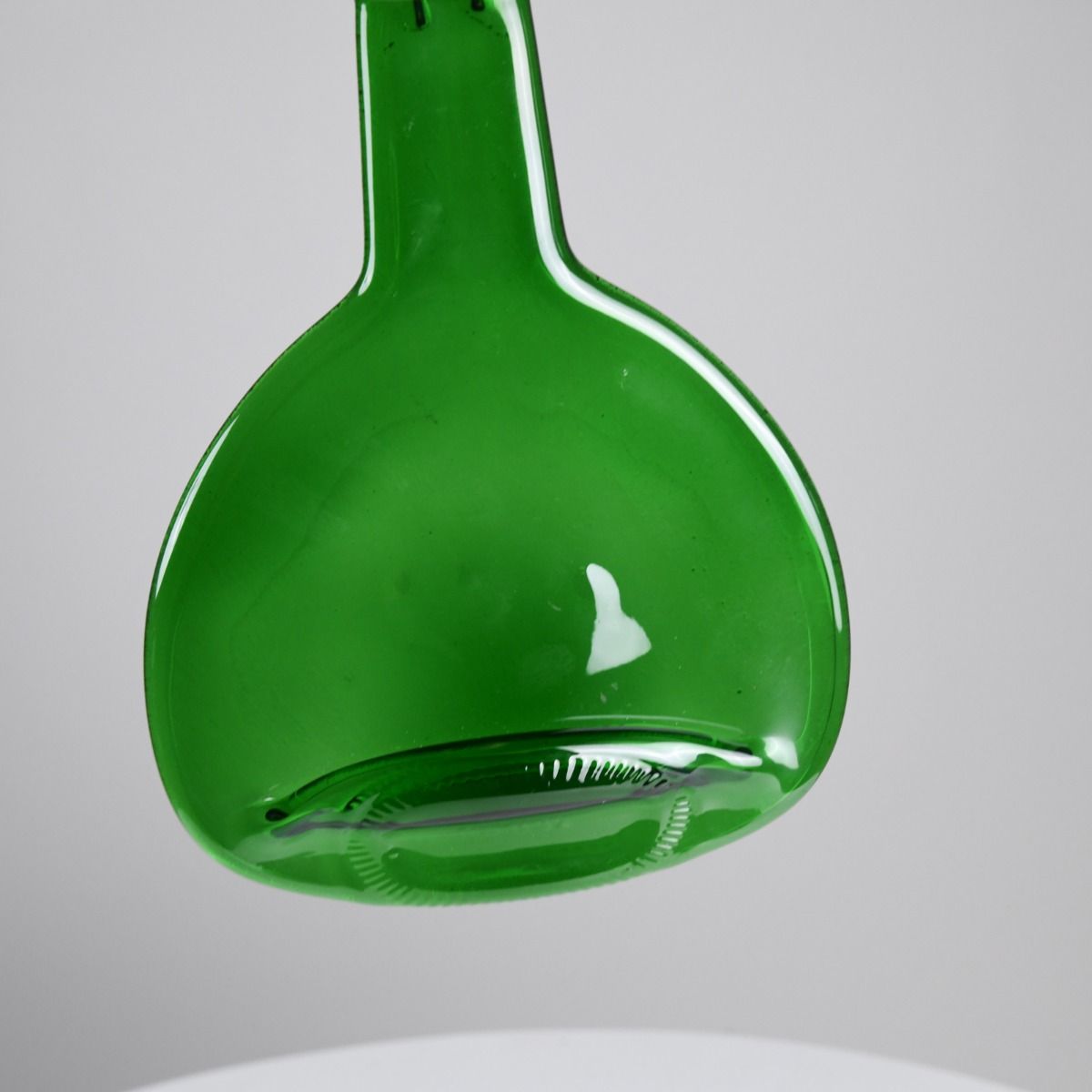 Vintage Fused Glass Squashed Green Bottle