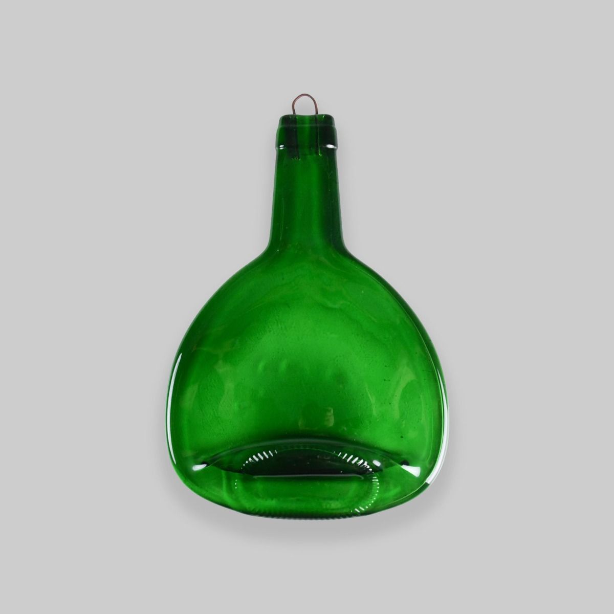 Vintage Fused Glass Squashed Green Bottle