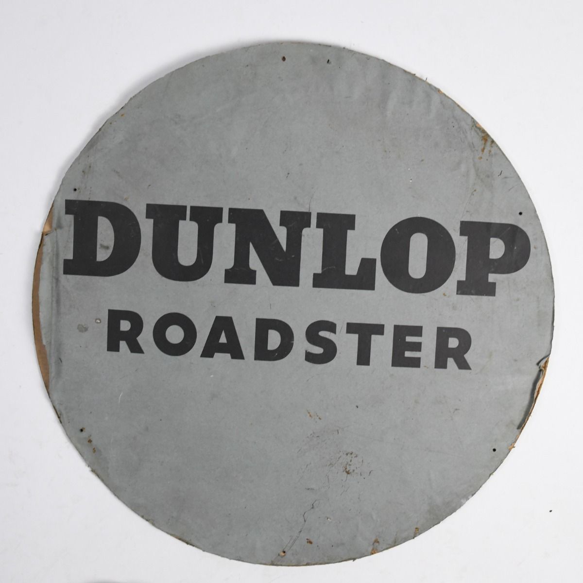 Vintage 1950s Dunlop Roadster Cycle Tyres Circular Cardboard Sign